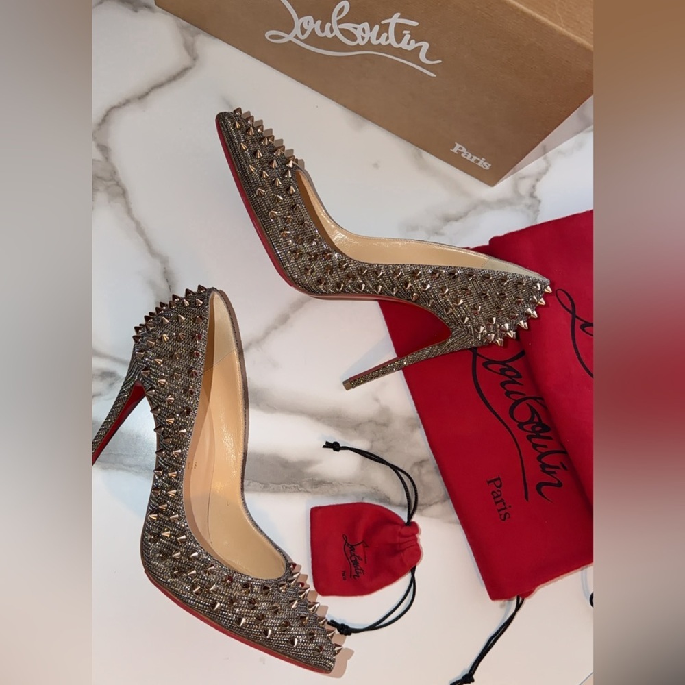 Christian Louboutin Metallic Spiked Heels 36.5